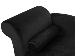 Chaise longue versione sinistra LUIRO Velluto Nero con contenitore