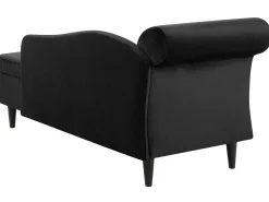 Chaise longue versione sinistra LUIRO Velluto Nero con contenitore