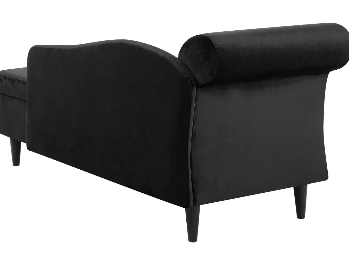 Chaise longue versione sinistra LUIRO Velluto Nero con contenitore