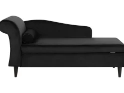Chaise longue versione sinistra LUIRO Velluto Nero con contenitore