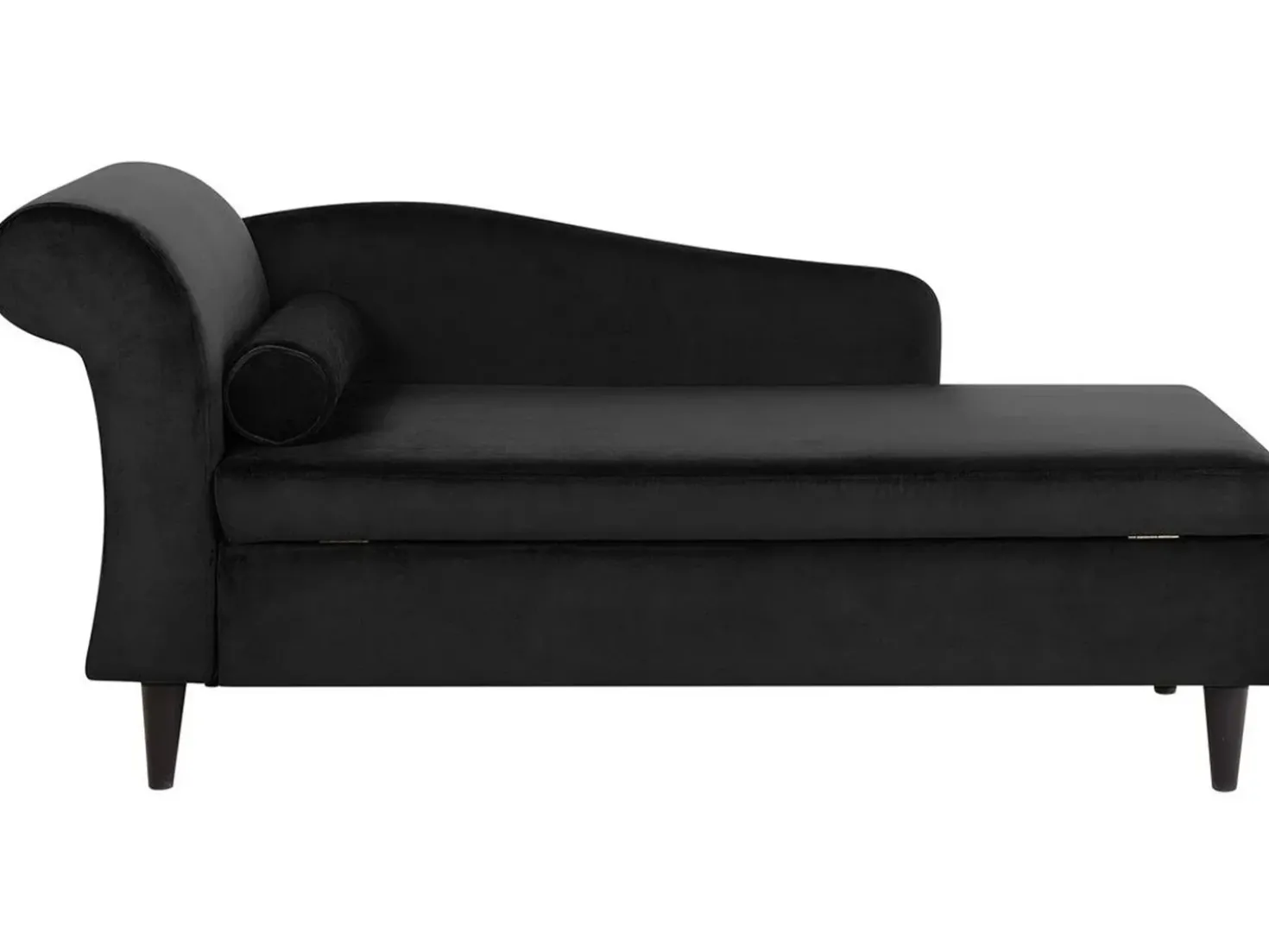 Chaise longue versione sinistra LUIRO Velluto Nero con contenitore