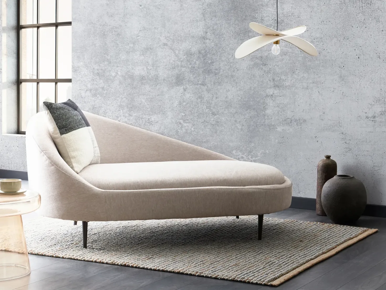 Chaise longue versione sinistra VALREAS Tessuto Tortora