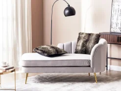 Chaise longue versione sinistra ALLIER Velluto Grigio chiaro