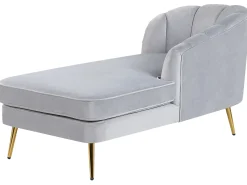 Chaise longue versione sinistra ALLIER Velluto Grigio chiaro
