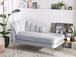 Chaise longue versione sinistra ALLIER Velluto Grigio chiaro