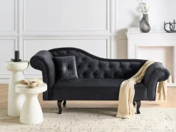 Chaise longue versione sinistra LATTES II Velluto Nero con cuscino