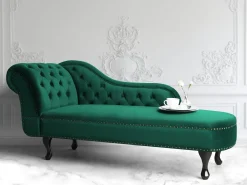 Chaise longue versione sinistra NIMES Velluto Verde scuro