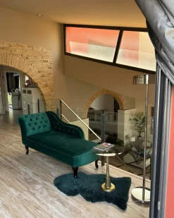 Chaise longue versione sinistra NIMES Velluto Verde scuro