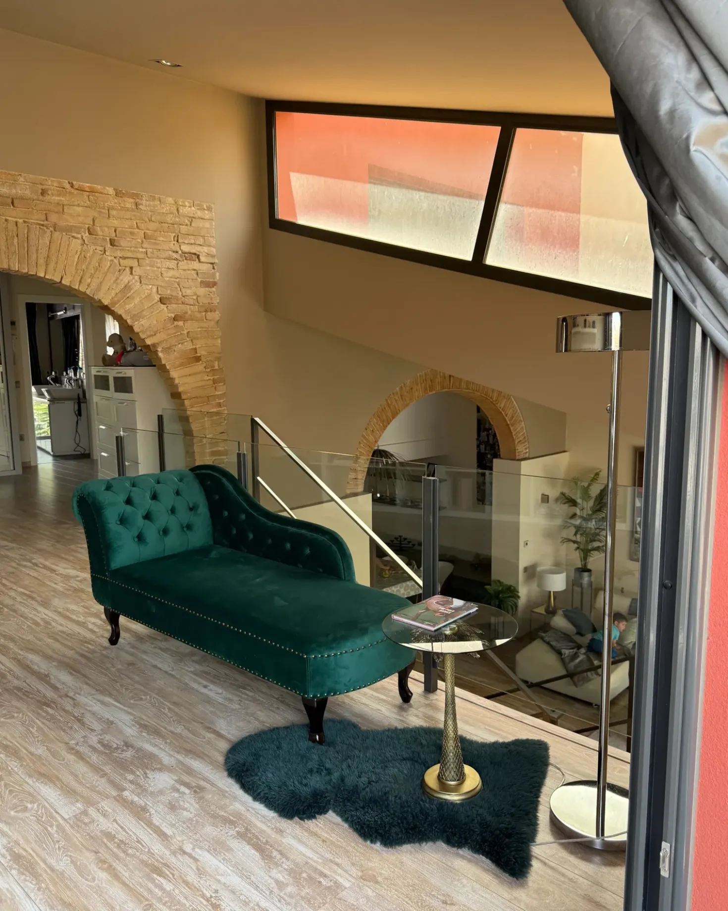 Chaise longue versione sinistra NIMES Velluto Verde scuro