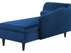 Chaise longue versione sinistra LUIRO Velluto Blu marino con contenitore