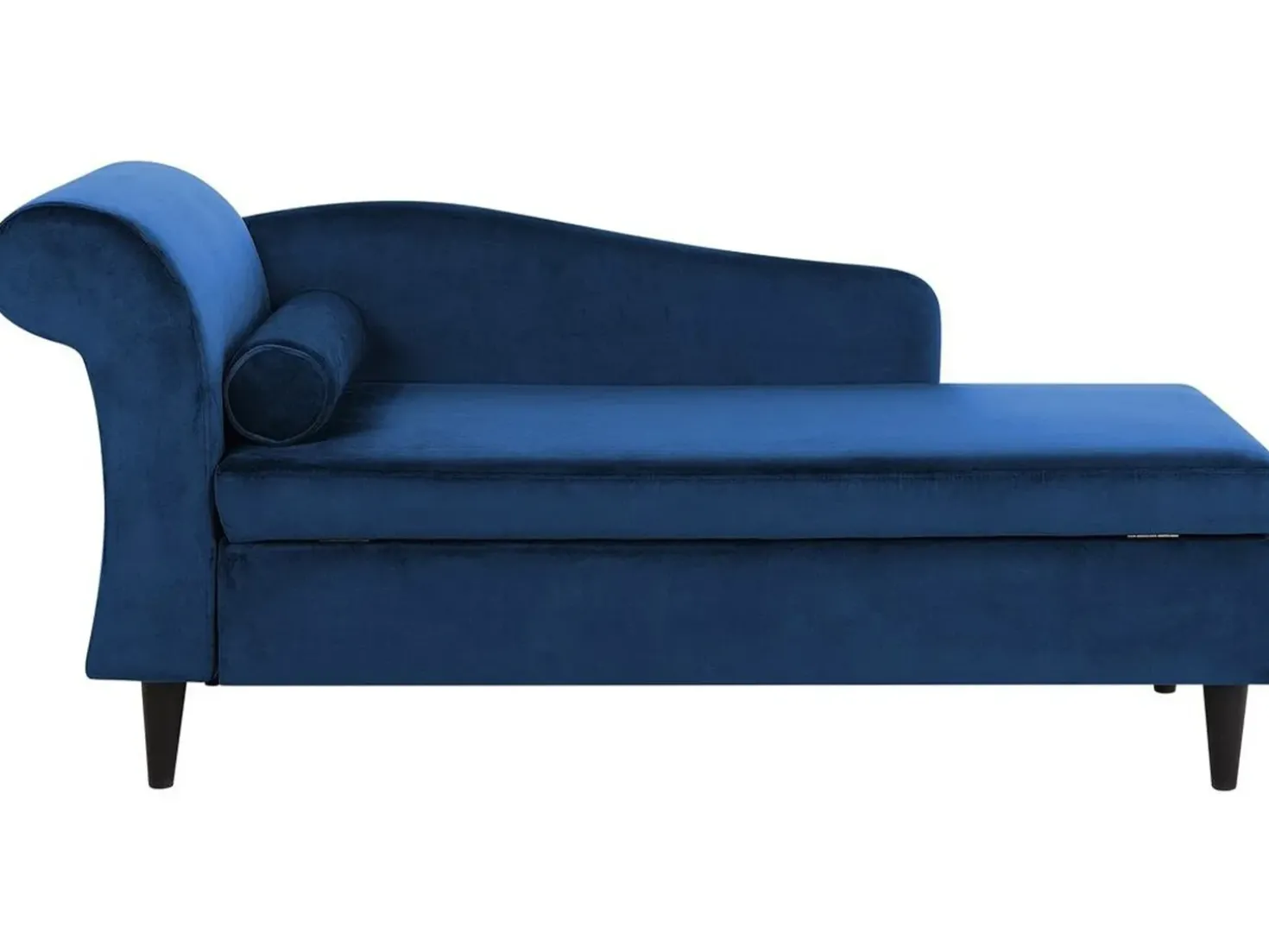 Chaise longue versione sinistra LUIRO Velluto Blu marino con contenitore