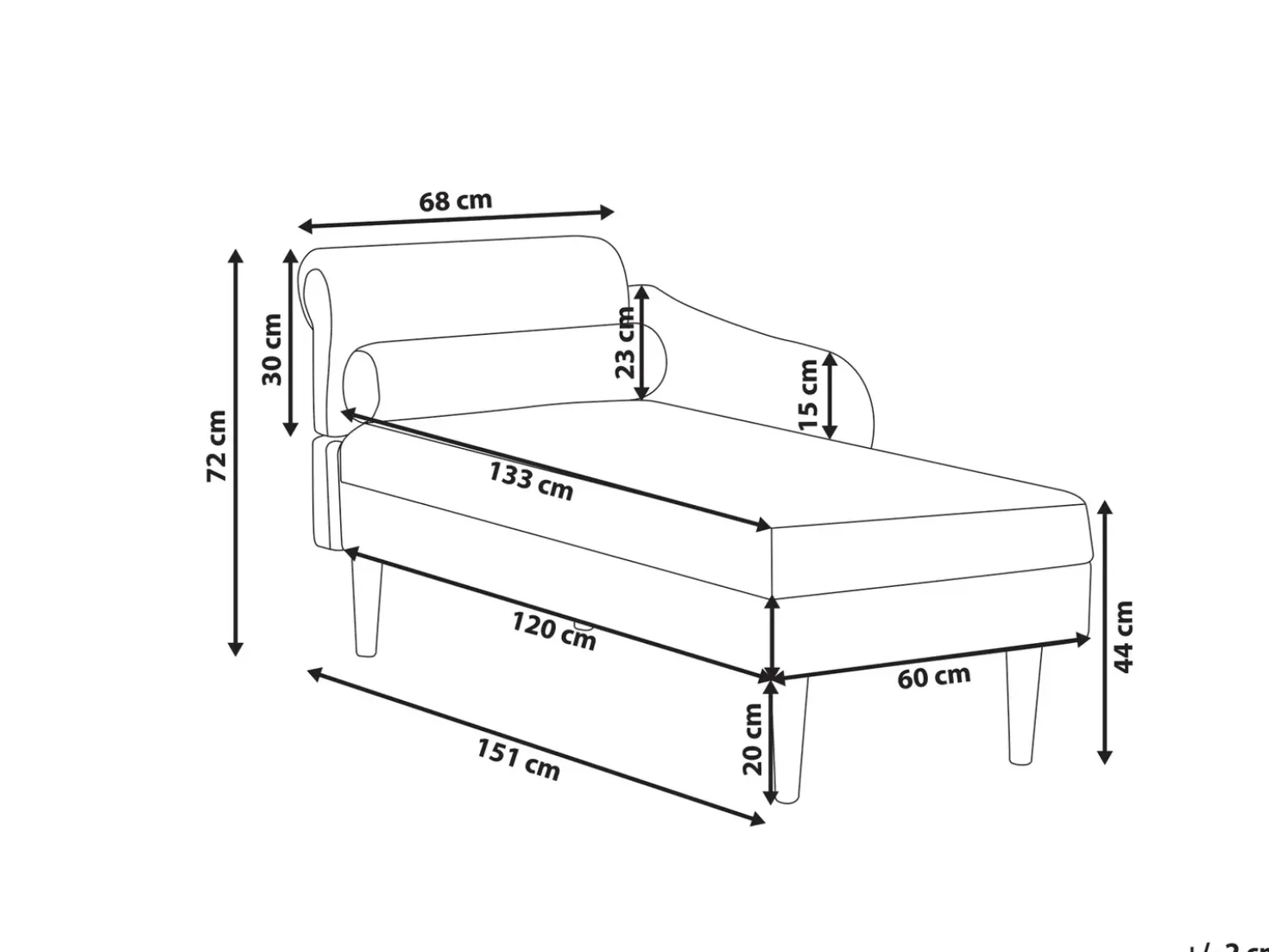 Chaise longue versione sinistra YVOIRE Tessuto Tortora