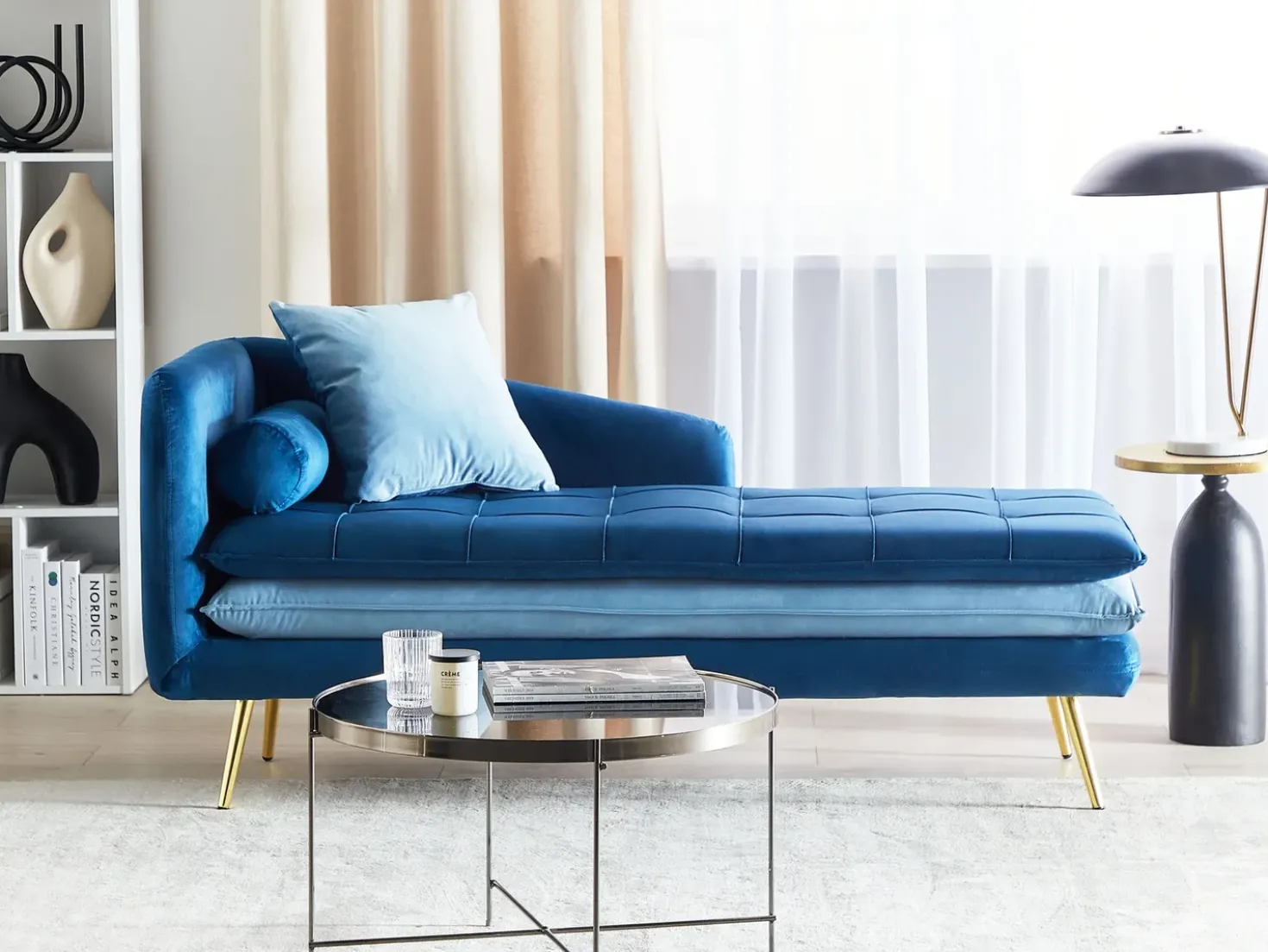 Chaise longue versione sinistra GONESSE Velluto Blu