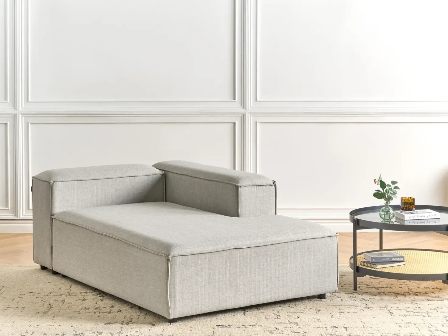 Chaise longue versione sinistra ARDAL Tessuto Grigio chiaro