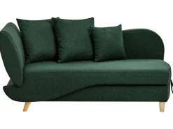 Chaise longue versione sinistra MERI Lino sintetico Verde con contenitore