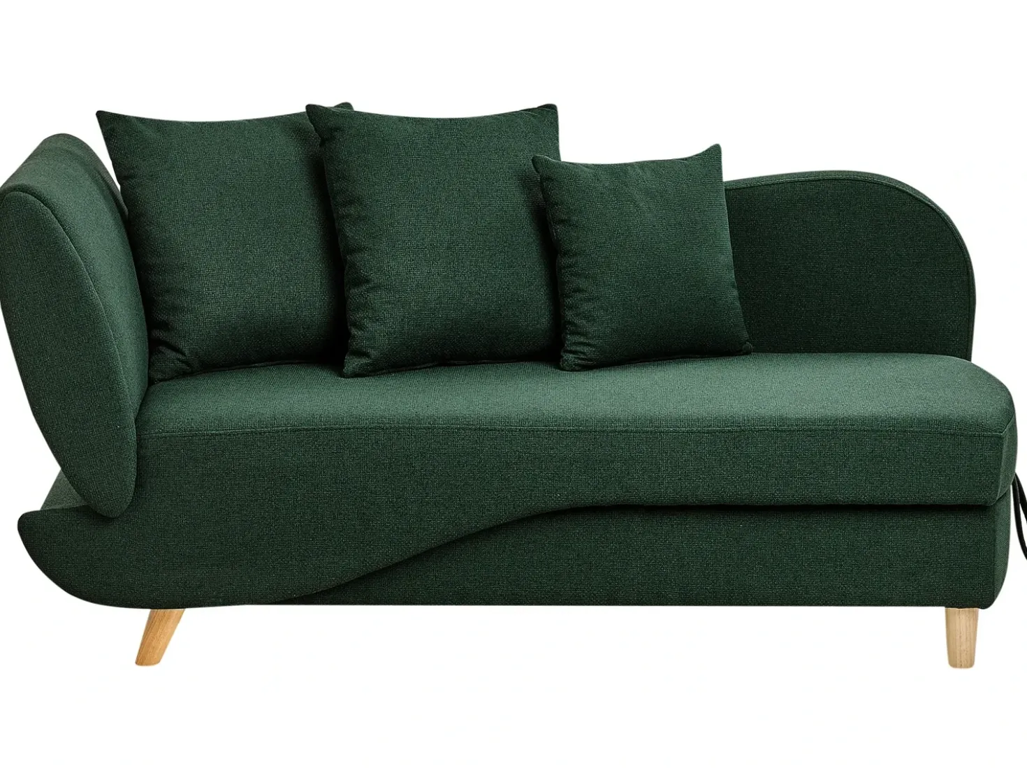 Chaise longue versione sinistra MERI Lino sintetico Verde con contenitore