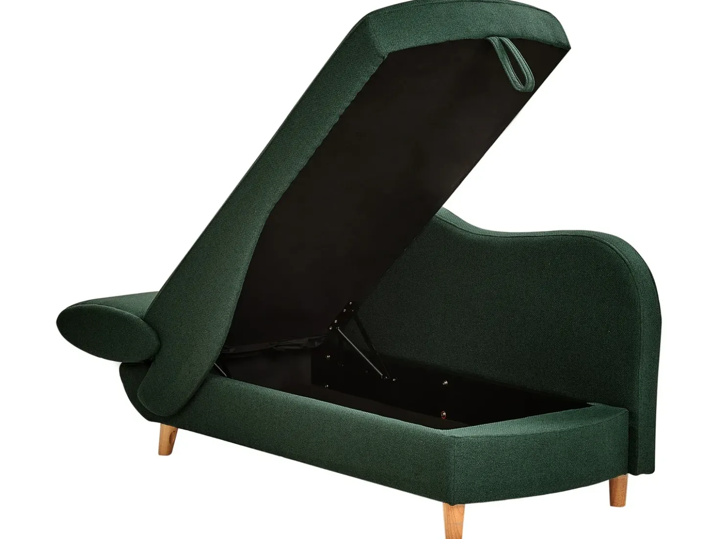 Chaise longue versione sinistra MERI Lino sintetico Verde con contenitore