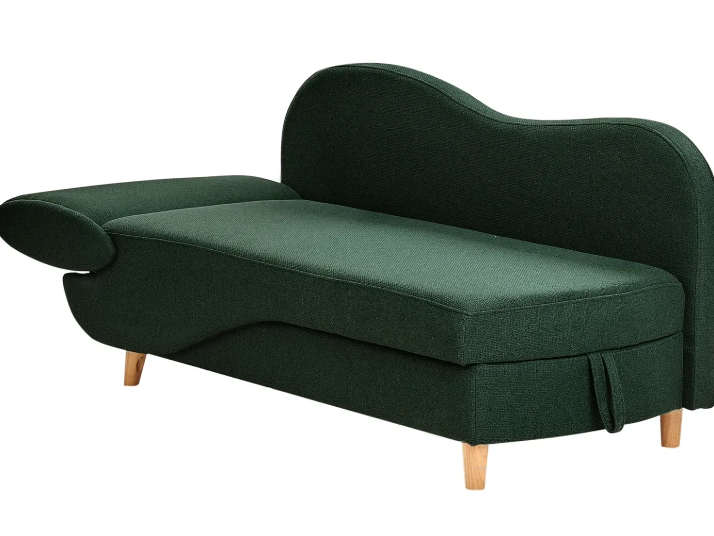 Chaise longue versione sinistra MERI Lino sintetico Verde con contenitore