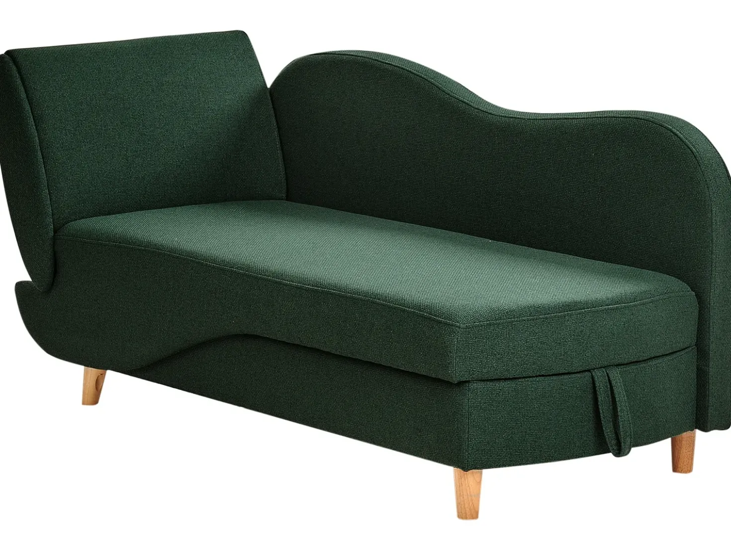 Chaise longue versione sinistra MERI Lino sintetico Verde con contenitore