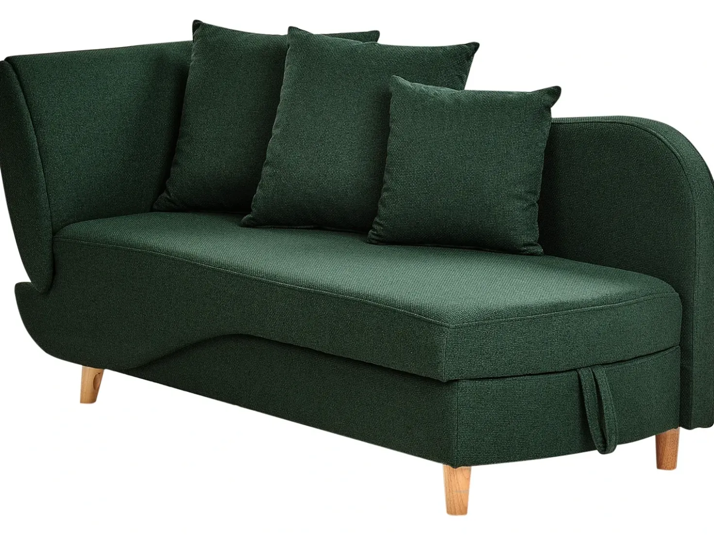 Chaise longue versione sinistra MERI Lino sintetico Verde con contenitore