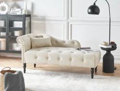 Chaise longue versione sinistra IVRY Velluto Beige chiaro