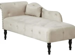 Chaise longue versione sinistra IVRY Velluto Beige chiaro