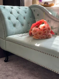 Chaise longue versione sinistra NIMES Velluto Verde menta