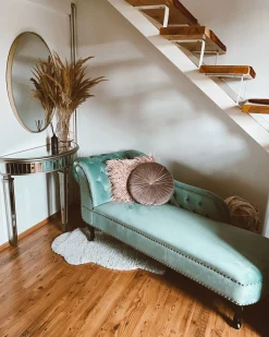 Chaise longue versione sinistra NIMES Velluto Verde menta