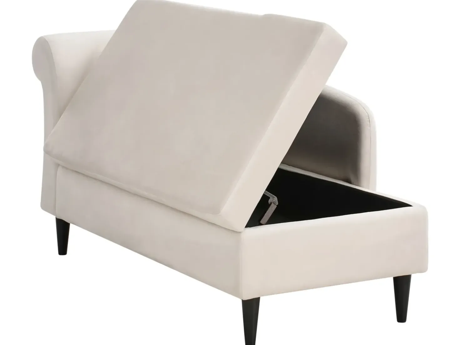 Chaise longue versione sinistra LUIRO Velluto Beige con contenitore
