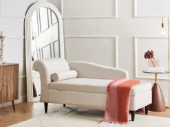 Chaise longue versione sinistra LUIRO Velluto Beige con contenitore