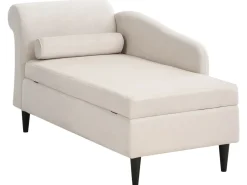 Chaise longue versione sinistra LUIRO Velluto Beige con contenitore