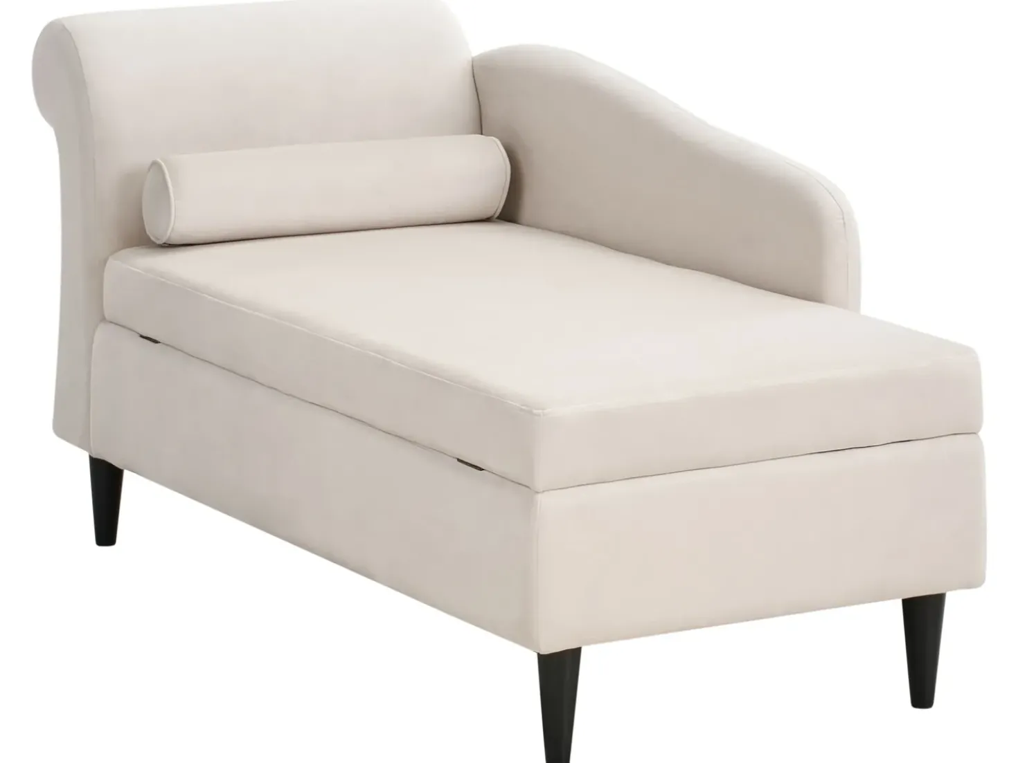Chaise longue versione sinistra LUIRO Velluto Beige con contenitore