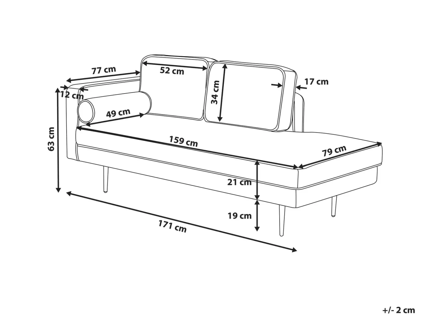 Chaise longue versione sinistra MIRAMAS Velluto Rosso scuro