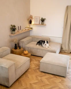 Chaise longue versione sinistra ARDAL Velluto a coste Tortora
