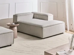 Chaise longue versione sinistra ARDAL Velluto a coste Tortora