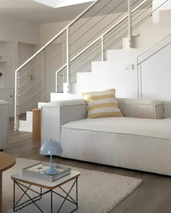 Chaise longue versione sinistra ARDAL Velluto a coste Bianco sporco