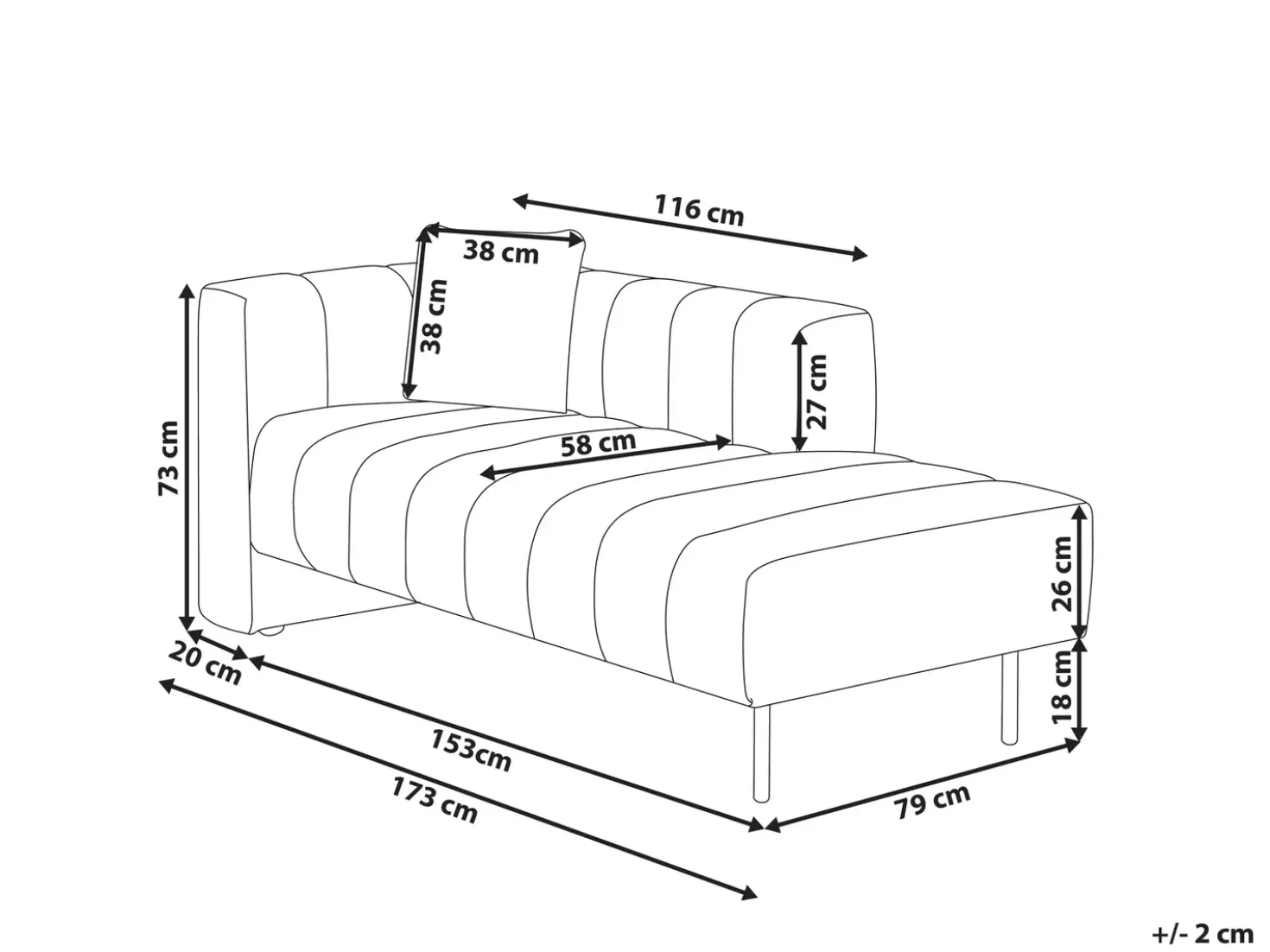 Chaise longue versione sinistra LANNILS Tessuto Rosa