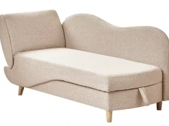 Chaise longue versione sinistra MERI Lino sintetico Marrone chiaro con contenitore