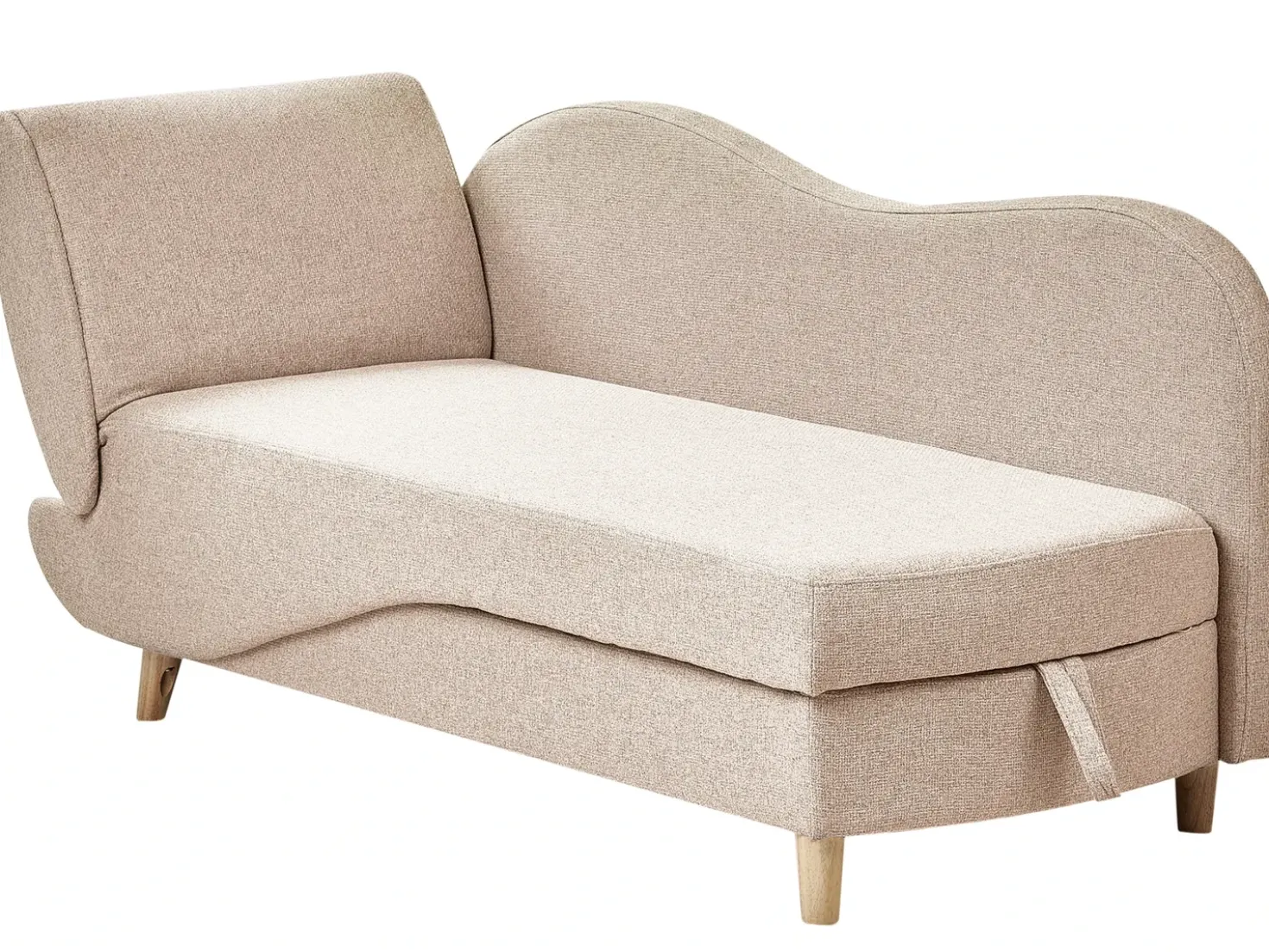 Chaise longue versione sinistra MERI Lino sintetico Marrone chiaro con contenitore