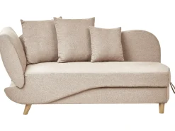 Chaise longue versione sinistra MERI Lino sintetico Marrone chiaro con contenitore
