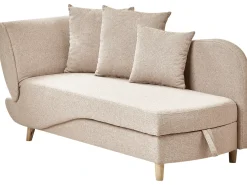 Chaise longue versione sinistra MERI Lino sintetico Marrone chiaro con contenitore