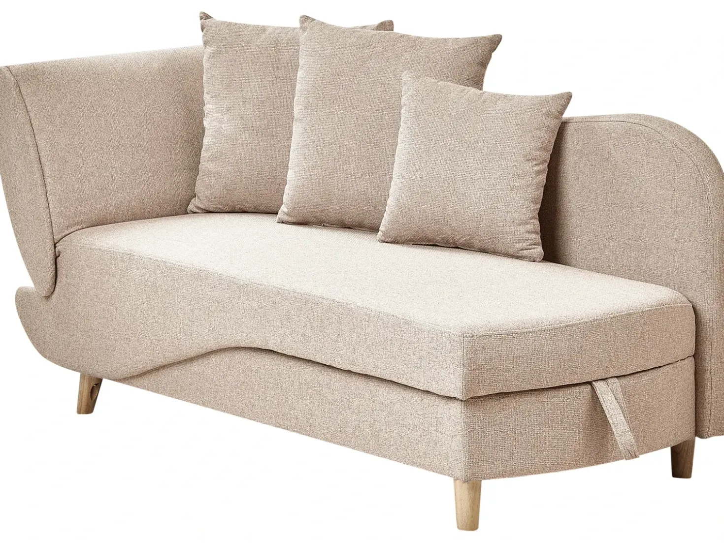 Chaise longue versione sinistra MERI Lino sintetico Marrone chiaro con contenitore