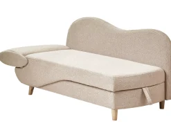 Chaise longue versione sinistra MERI Lino sintetico Marrone chiaro con contenitore