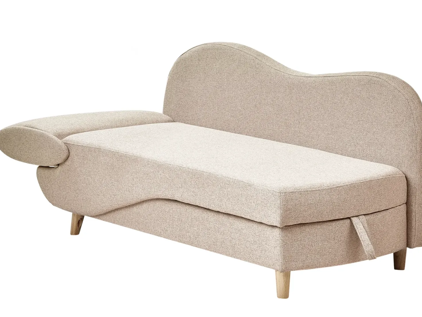 Chaise longue versione sinistra MERI Lino sintetico Marrone chiaro con contenitore