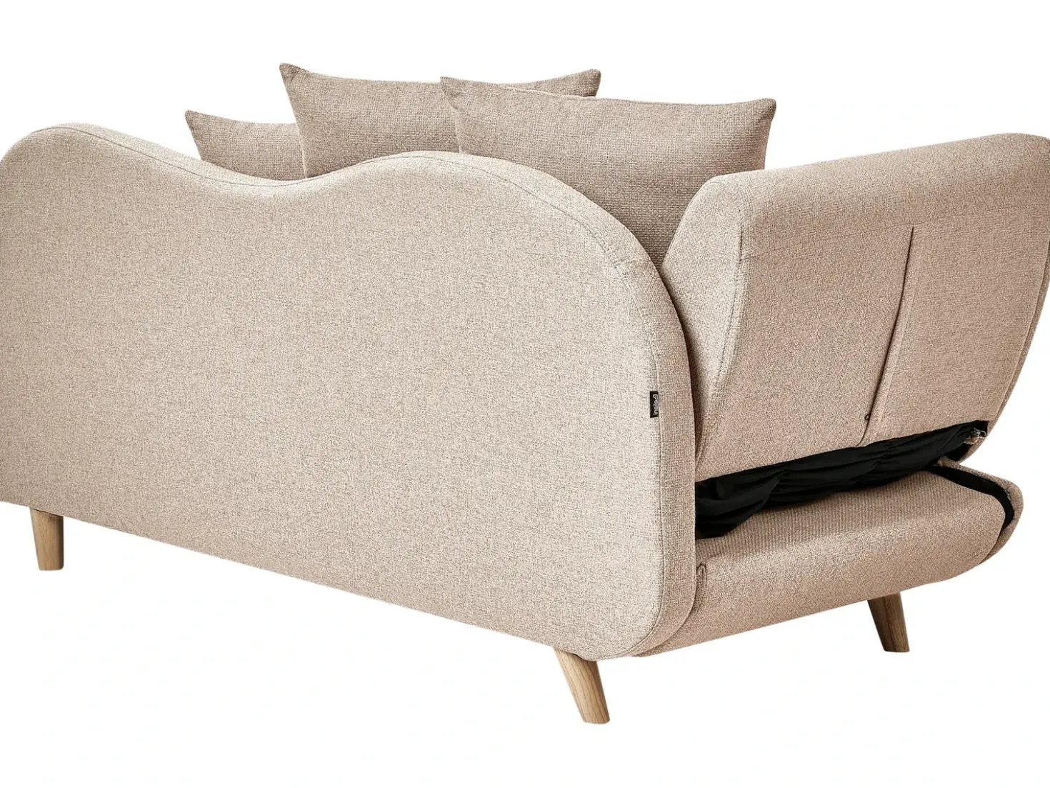 Chaise longue versione sinistra MERI Lino sintetico Marrone chiaro con contenitore
