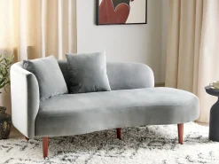 Chaise longue versione sinistra CHAUMONT Velluto Grigio chiaro