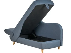 Chaise longue versione sinistra MERI Lino sintetico Blu scuro con contenitore