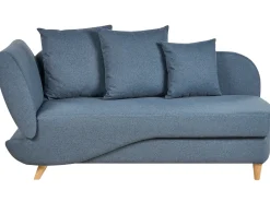 Chaise longue versione sinistra MERI Lino sintetico Blu scuro con contenitore