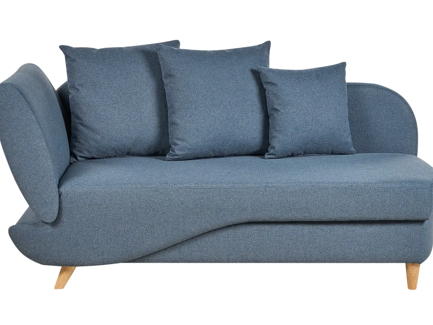 Chaise longue versione sinistra MERI Lino sintetico Blu scuro con contenitore