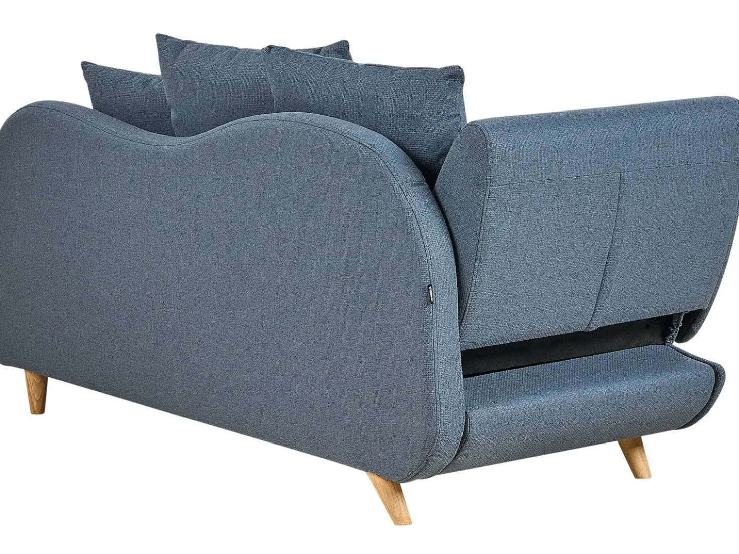Chaise longue versione sinistra MERI Lino sintetico Blu scuro con contenitore